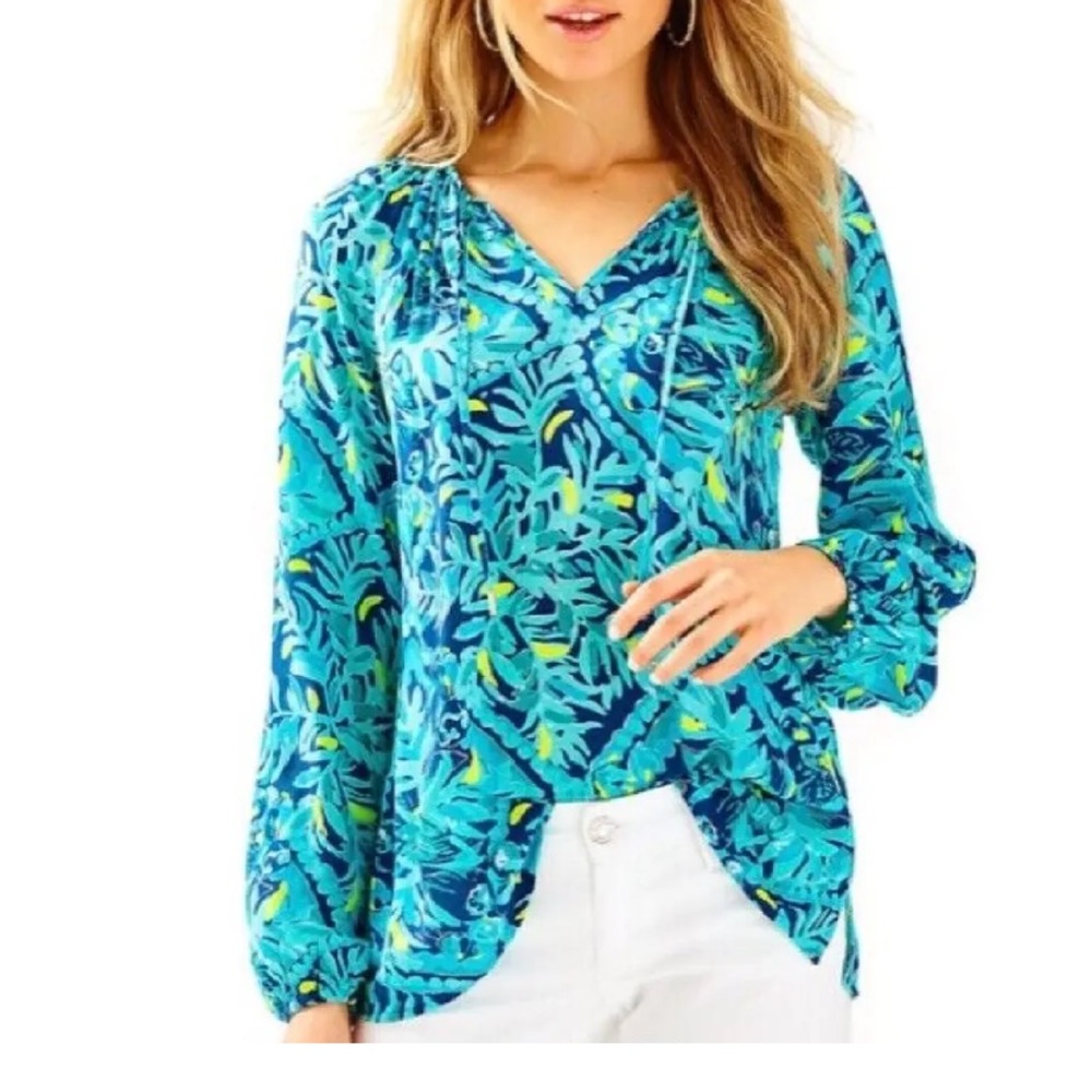 Lilly Pulitzer Willa Top In Midnight Cove